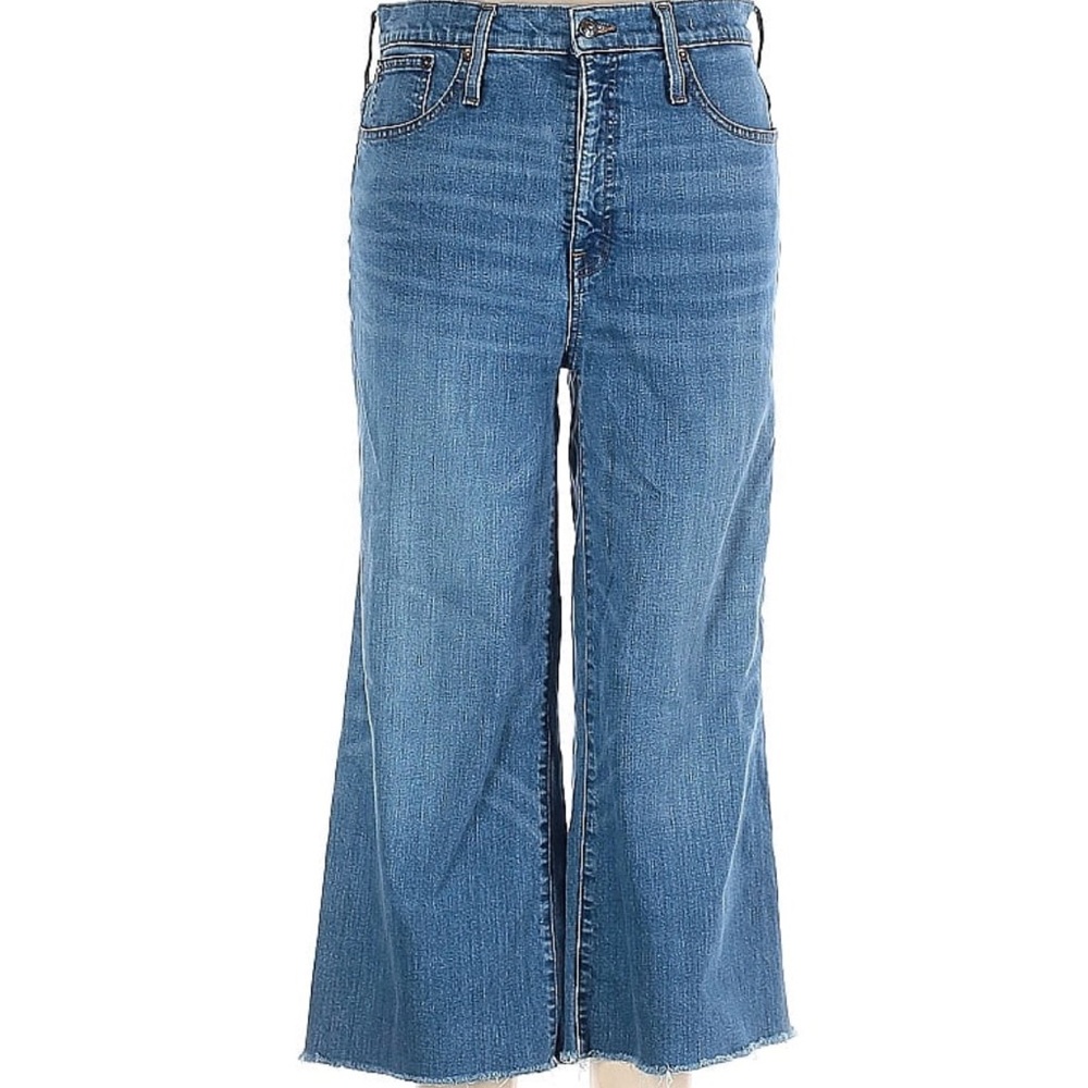 J Crew Point Sur Crop High waist Wide Leg Raw Hem Jean size 31 - Picture 2 of 4